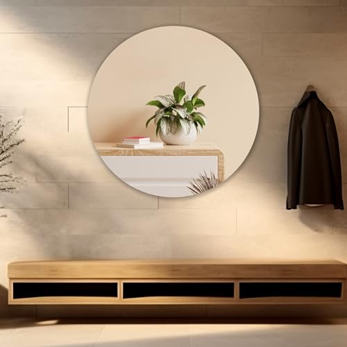 Image of Round Frameless Wall Mirror - Modern Decorative Mirror for Bathroom, Bedroom & Living Room. (18x18)