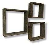 Decorative Wooden Wall Shelves - Barnwood Open Box Display Shelves - Set of 3
