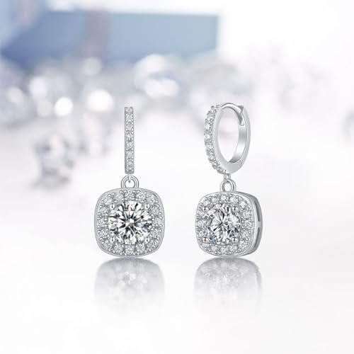 High-Carbon Diamond Hoop Earrings for Women Sterling Silver Cuff Earrings Drop Huggie Stud Halo Earrings with 18K3