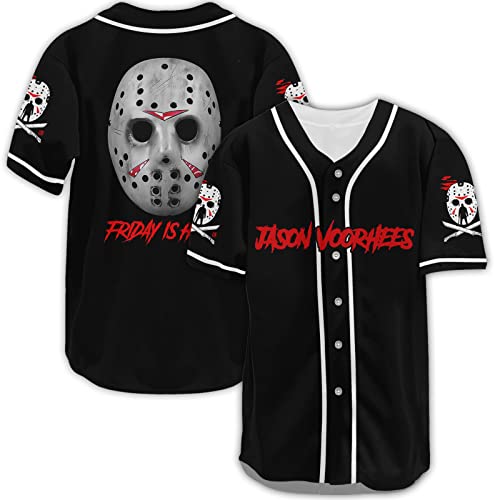 fat mummy Jason Horror Baseball Jerseys Shirt Scary Movie Halloween Shirt Gifts for Movie Lover (L) Black-White…