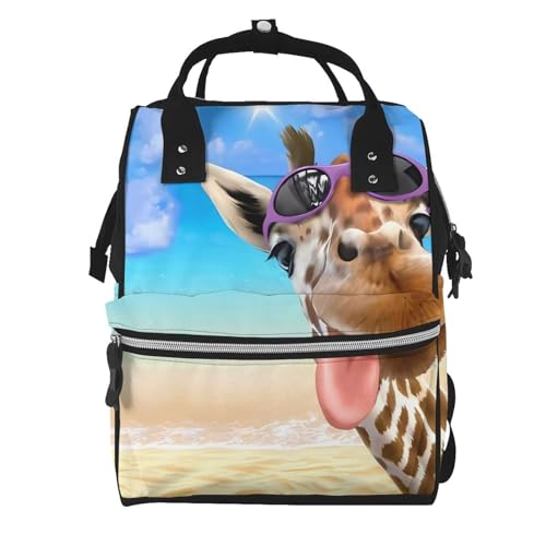 Sac à dos maman motif girafe pour la plage et les sorties en famille grand volume