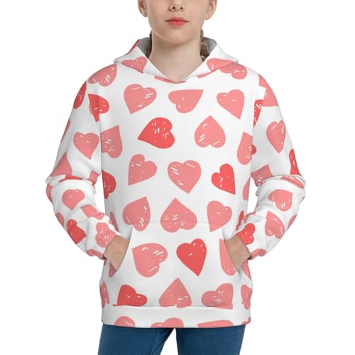 Pink Hearts1 Kid Hoodies Boys Sweatshirts Girls Pullover with Pocket