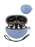 Compatible with Huawei FreeClip True Noise Cancelling Earphones,Premium Silicone Shockproof Protection Skin Touch Charging Port Accessible, Front LED Visible with Lanyard,Sky Blue.