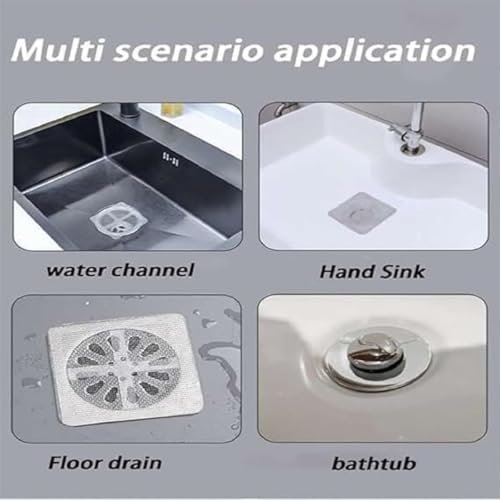 Image of Sink & Shower Drain Hair Catcher - Reusable Strainer + Disposable Sticker Filters | Clog Prevention for Kitchen, Bathroom, Bathtub | Easy-to-Use Drain Cover for Hair & Debris (30)