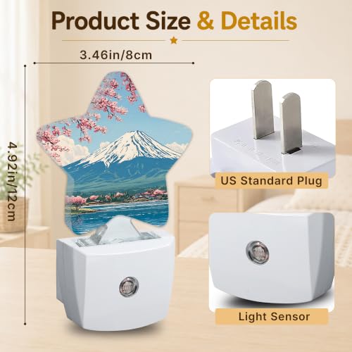 Image of Mount Fuji Star Night Light Plug in, Soft Glow Night Light for Kids Bedroom Nursery, Gentle Warm Light for Sleep, Compact Lamp for Hallway Bathroom