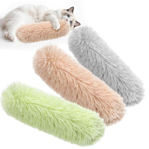 SINROBO Cat Toys, Catnip Toys Natural Pillows Toys, Crinkle Sound Catnip Toys, Durable Cat Toys for Indoor Cats (Green Orange Grey, 3)