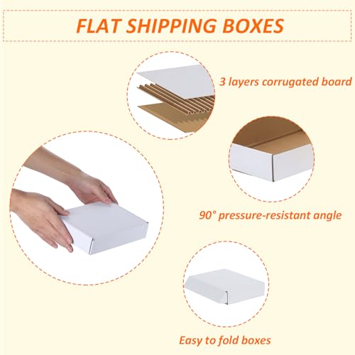Image of HORLIMER 8x5.5x1.6 inches Shipping Boxes Set of 25, White Corrugated Cardboard Box Literature Mailer, 25 Stickers Included