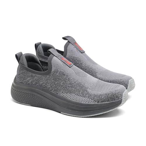 ASIAN Wonderwalk Pro-21 Men’s Walking Shoes | Lightweight Slip-On Sneakers with Arch Support | Memory Foam Soft Cushion Insole, Breathable & Flexible Shoes for Gym, Travel & Walk Dark Grey ( DGRY) -UK 10