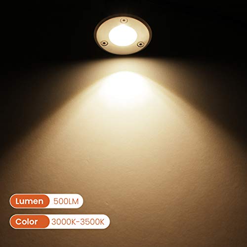 Landscape Lighting LED Well Lights with Connectors 6W Ground Lights IP67 Waterproof Warm White 12V-24V Low Voltage for Driveway, Deck, Step, Garden Outdoor Lighting(8Pack with Connectors)