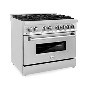 ZLINE 36″ 4.6 cu. ft. Dual Fuel Range with Gas Stove and Electric Oven with Color Door Options (RA36) (Stainless Steel)