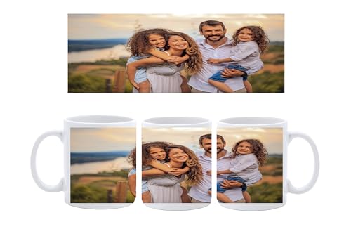 Taza personalizada con foto o texto – Regalo original para parejas, amigos y familia – Taza cerámica blanca 23×9 cm – Personaliza con tu imagen favorita – Ideal cumpleaños, Navidad o San Valentín