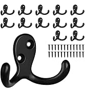 WEKIWGOT 12 Pack schwarze Wandhaken mit 24 Schrauben, Retro-Doppelhaken Utility Hooks, Heavy Duty...