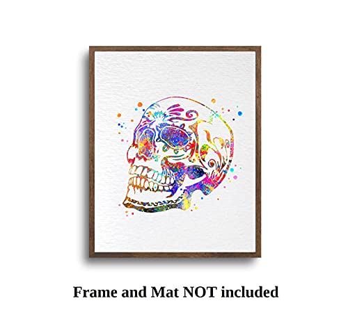 Dignovel Studios 8X10 Unframed Sugar Skull Day Of The Dead Halloween Watercolor Illustrations Art Print Wall Art Poster N111 #TOP7