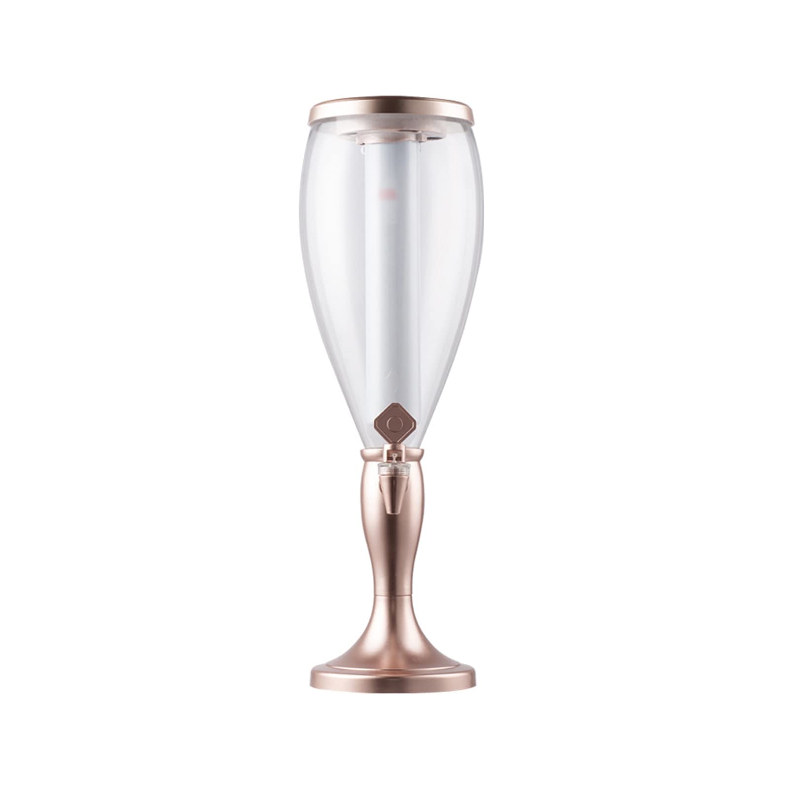 JOMRTS Beer Dispenser Tabletop Beer Dispenser 3L Beer Dispenser Commercial Beer Container with Removable and Washable Luminous Icicle Beer Tower Dispenser for Party/Bars/Home (Rose Gold)