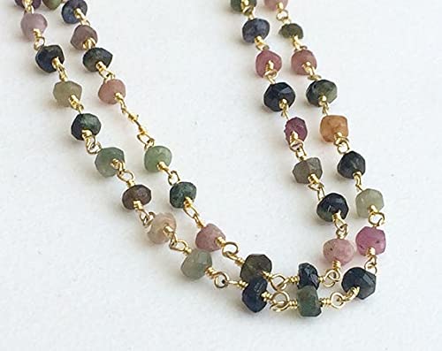 Chaîne chapelet tourmaline LKBEADS en argent doré pour créer vos bijoux d'été bohèmes