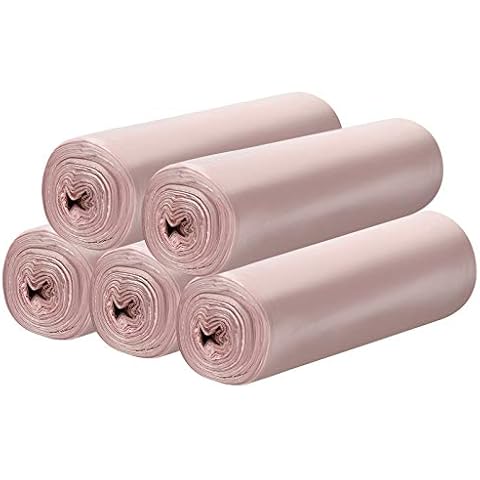 5 Rolls Small Trash Garbage Bags, 4 Gallon Strong Thin Material Disposable Kitchen Garbage Bags, Durable Plastic Trash Bags for Office Home Bedroom Garden Waste Bin, 200 Counts (Pink) Cover