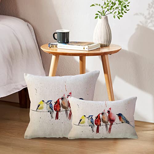 Ulove Love Yourself Watercolor Birds Decorative Lumbar Pillow Covers Lovely Birds Rest On Wire Cushion Cover Spring Home Decor Rectangular/Waist Pillowcase 12X20 Inch #TOP2