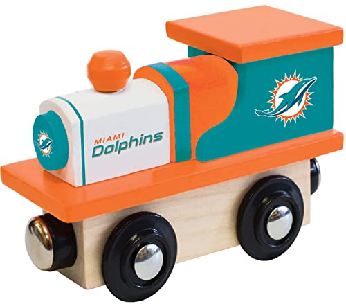 Masterpieces 41844 Wood Train Engine - Nfl Miami Dolphins - Officially Licensed Toddler & Kids Toy cover