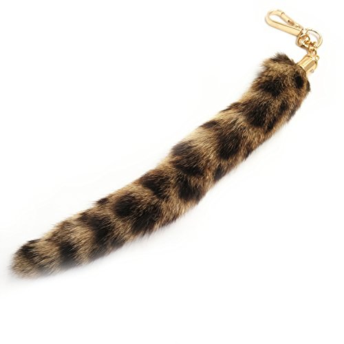 Preisvergleich Produktbild Tierschwanz Anhänger Zibetkatze Fell Schwanz Keychain Leopard Schlüsselring Tasche Zusätze Tasche Anhänger Auto Schlüsselketten Weich Flaumig Dekoration Ursprüngliche Natürliche Farben etwa 20cm