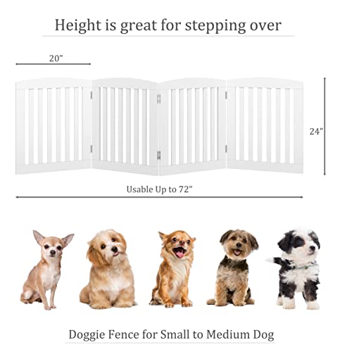 PAWLAND Wooden Freestanding Foldable Pet Gate for Dogs, 24 inch 4 Panels Step Over Fence, Dog Gate for The House, Doorway, Stairs, Extra Wide (White, 24″ Height-4 Panels) PAWLAND Wooden Freestanding Foldable Pet Gate for Dogs, 24 inch 4 Panels Step Over Fence, Dog Gate for The House, Doorway, Stairs, Extra Wide (White, 24″ Height-4 Panels)