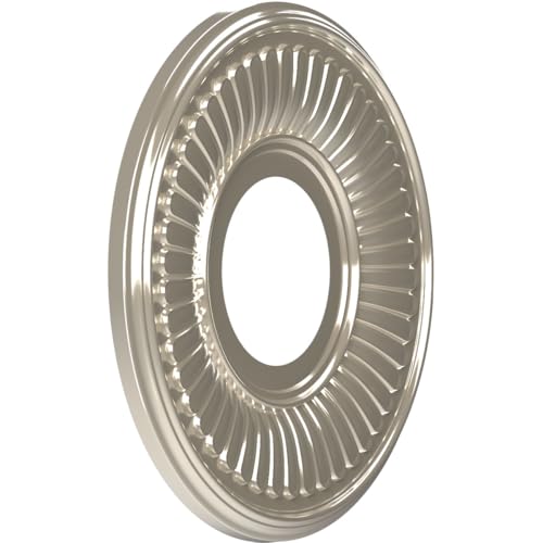 Image of Ekena Millwork CMP10BEBCR Berkshire Thermoformed PVC Ceiling Medallion (Fits Canopies up to 4 1 /2 inch), 10 inchOD x 3 1 /2 inchID x 3 /4 inchP, Bright Coat Chrome