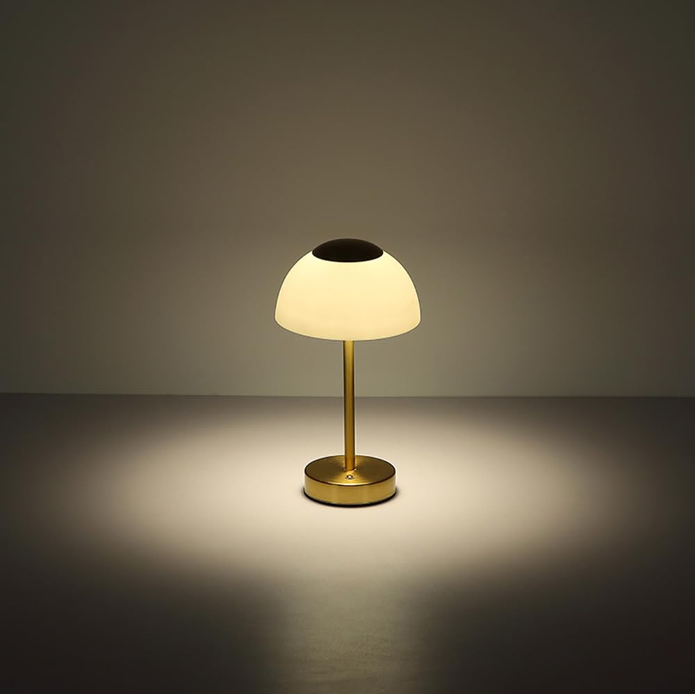 Lampada da tavolo LED - H 31 cm - Ottone - Bianco - Vetro - Metallo - Dimmerabile