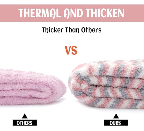 Image of HIALTODAY Fuzzy Socks Womens Cozy Fluffy Socks for Women Soft Winter Warm Socks for Home Christmas Gifts, Hot Pink