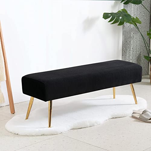 Furnimart Velvet Ottoman Bench Upholstered Tufted Bench With Padded Seat, Footrest Foot Stool With Sturdy Metal Leg, For Bedroom Living Room Dinning Room Entryway #TOP6