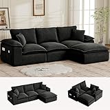 Korser 108' Sectional Couches for Living Room, Modular Boneless Couch with Deep Seat & Fluffy Cushion, Cozy Double-Layer Cushioned Sofa with Convertible Ottoman, Comfy Cloud Sofa, No Assembly Required