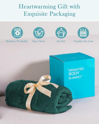 Image of Topblan Weighted Lap Blanket 7lbs for Adults, Small Weighted Blanket Throw for Napping, Relaxation, Calming and Travel, Skin Friendly & Machine Washable for All-Season Sleeping, Dark Green