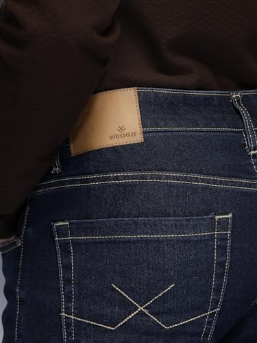 Image of WROGN Men's Cotton Blend Jeans | Solid | Slim Fit