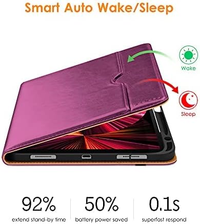 DTTO Case for iPad Pro 11 Inch 4th/3rd/2nd/1st Generation 2022/2021/2020/2018,Premium PU Leather Folio Stand Cover with Hand Strap,Fit iPad Air 4/5 - Auto Wake/Sleep,Multiple Viewing Angles, Purple