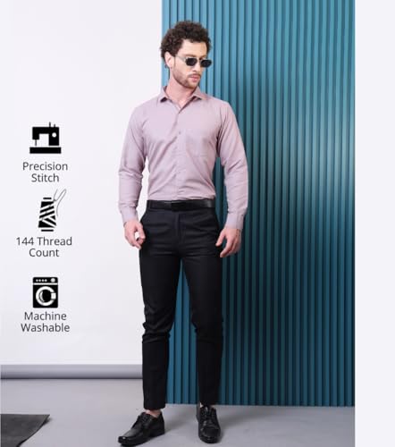 Image of CONTRARY Men's Pure Cotton Solid Stylish Casual & Formal Wear Shirt | Stylish Regular Fit Full Sleeve Comfortable Office Party Trendy Shirt - Multi Color