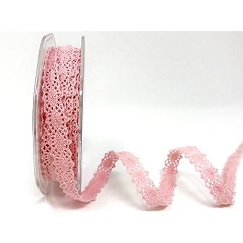 Bertie's Bows Pink Double Edge 12mm Scalloped Cotton Lace on a 10m Roll Cover