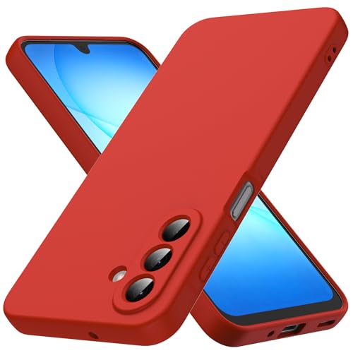 Byvuwiay Handyhülle für Samsung Galaxy A17 4G/ 5G Hülle, Weiche TPU Flüssigsilikonhülle, Stoßfest Kratzfest Samsung Galaxy A17 Schutzhülle, Rot