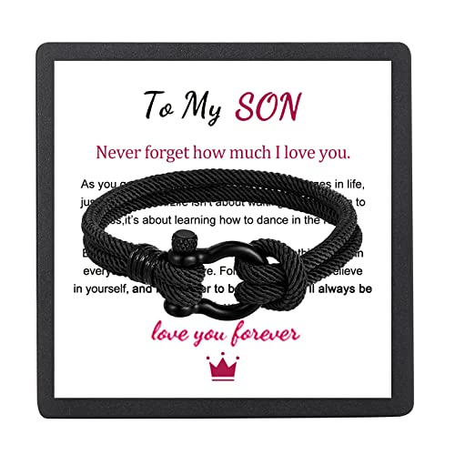 Grazioso To My Son Bracelet From Mom Nautical Son Bracelet Stainless Steel Inspirational Wristband Handmade Mens Bracelet Gift From Mother Dad, Thanksgiving Christmas Gift To Son #TOP2