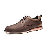 Bruno Marc Men's Casual Dress Shoes, Comfortable Sponge Lining, Removable Insole, Non-Slip TPR Outsole, Adjustable Lace-Up, Versatile for Office, Wedding, Everyday, Size 11,Brown,LG19011M