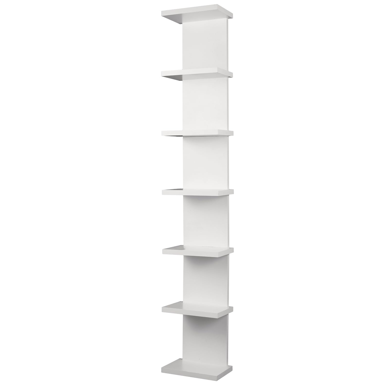 Sibosen 7-Tier Wall Shelf Unit - Compact Display Floating Shelves,Lack Floating Shelf, Vertical Column Wall Decor Mount Float Storage Organizer Tall