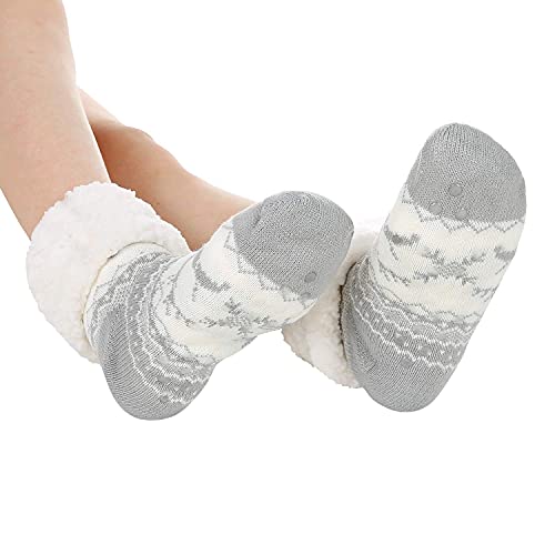 Image of Chassic Sherpa Lined Slipper Socks for Women, Non-Slip Cozy Winter House Socks, Soft Fuzzy Socks, Christmas Gifts for Women & Ladies Stocking Stuffers