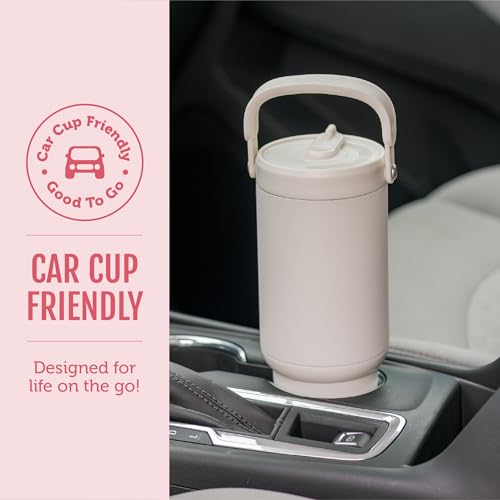 Image of Ello Oasis Go+ 32oz Tumbler with Top Handle and Retracting Straw | Reusable Insulated Stainless Steel Cup, 100% Leakproof Water Bottle, 24 Hours Cold, Cup Holder Friendly For Travel | Cherry Jubilee