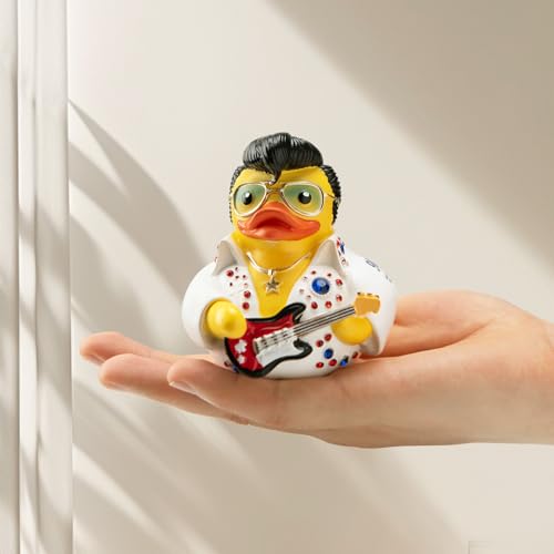 Elvis Duck Figurine, White Jumpsuit Design with Rhinestones, Decorative Collectible, 3.14 x 3.14 x 2.75 inches - Image 5