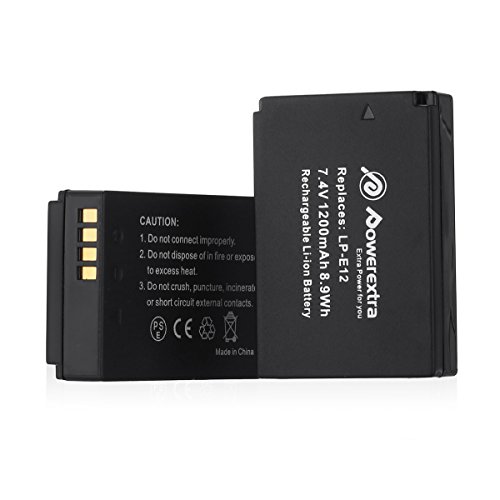 Powerextra 2 x Batterie di ricambio per Canon LP-E12 da 1200mA Canon EOS M EOS M50 EOS M100 EOS Rebel SL1 EOS 100D Canon Powershot sx 70 HS