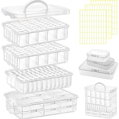 Image of 131pcs Bead Storage Container,4Tier-Bead Organizer Boxes And Craft Storage Boxes, Storage Stackable portable box,DIY Jewelry Craft Nails, Bracelets, Jewelry, Diamonds, Pens, (4Tier)