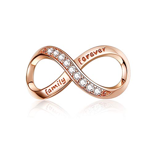 Preisvergleich Produktbild Charm-Anhänger für Schlangenkette, 925 Sterlingsilber, rosévergoldet, Infinity Love, Familie, Kristall, Charm-Anhänger für Schlangenkette, Armbänder und Halsketten