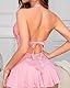 EVELIFE Babydoll Dessous für Frauen Sexy Body Dessous Damen Tiefer V-Ausschnitt ReizwäscheTranslucent Spitze Riemchen Bodysuit Verstellbare Offen Lingerie (Pink, S)