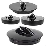 PVC Stöpsel Set, 4 Pack, mit allen Standard Größen, je 1 x Stopfen mit Ø 41-36 mm, 45.5-42 mm, 43-39 mm, 53-52 mm Oberseite auf Unterseite, für Abflüsse mit 1 1/2