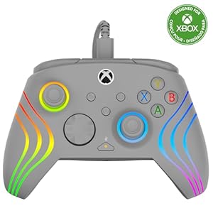 Turtle Beach Afterglow Wave Wired RGB Gaming Controller – Licensed for Xbox Series X|S, Xbox One & Windows PCs – Mappable Buttons, Hall-Effect Hair Triggers, Companion App – Grey