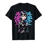 Sexy Waifu Anime Girl Japanese in Black Latex Suit T-Shirt