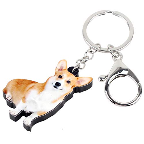 WEVENI Acrylic Pembroke Welsh Corgi Dog Keychain Pet Keyring Novelty Jewelry For Women Girls2