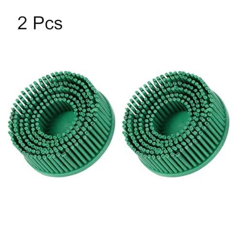 Image of HARFINGTON 2pcs Bristle Disc 2 inch 50 Grit R-Type Abrasive Brush Coarse Bristle Disc Deburring Electric Disc Brush Attachment Abrasive Coating Removal Disc for Metal, Green